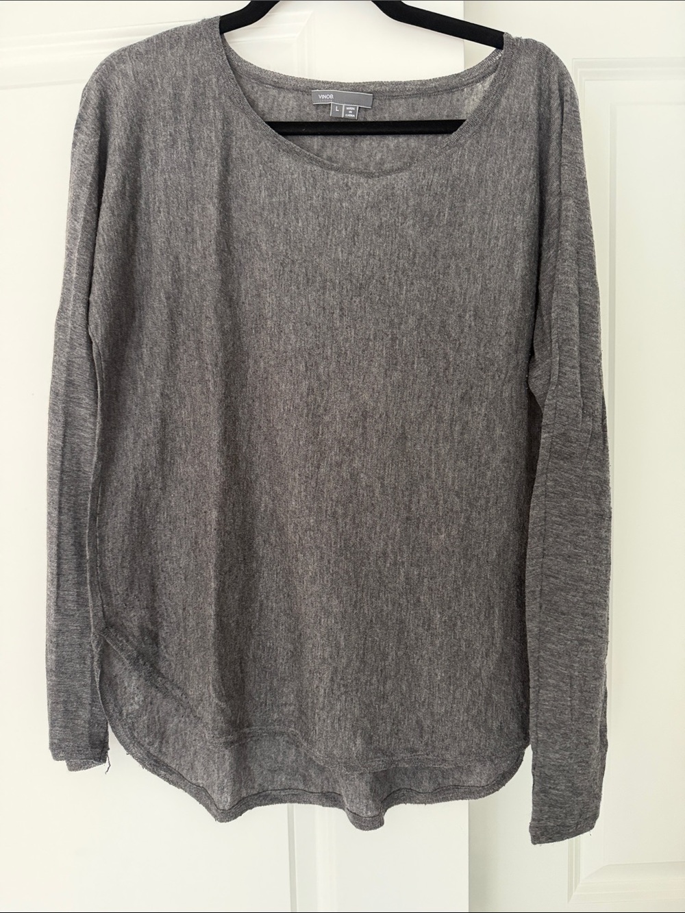 Vince Gray Scoop Neck Lightweight Sweater